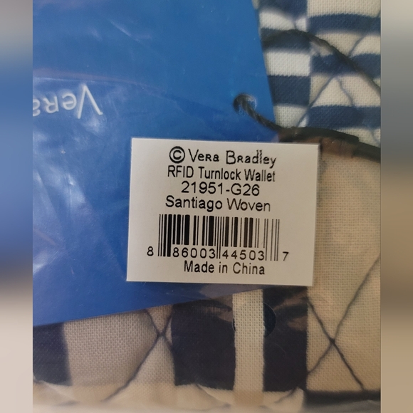 SOLD- NWT Vera Bradley RFID Turnlock Wallet - Zip Around - Santiago Woven - Picture 9 of 13